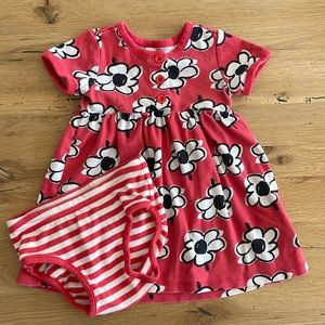 Hanna Andersson Floral Coral Short Sleeve Button Front Dress